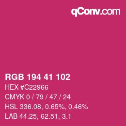 颜色代码: RGB 194 41 102 | qconv.com