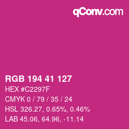Color code: RGB 194 41 127 | qconv.com