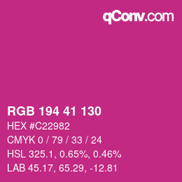 颜色代码: RGB 194 41 130 | qconv.com