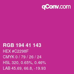 颜色代码: RGB 194 41 143 | qconv.com