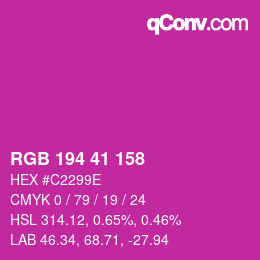 Color code: RGB 194 41 158 | qconv.com
