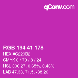 Color code: RGB 194 41 178 | qconv.com