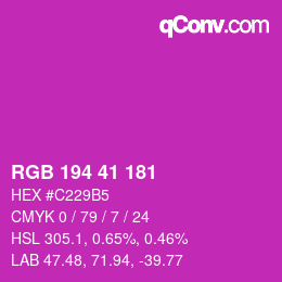 颜色代码: RGB 194 41 181 | qconv.com