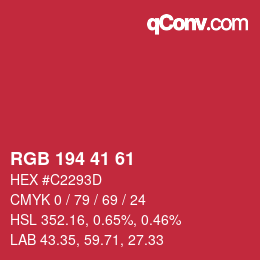 Color code: RGB 194 41 61 | qconv.com