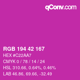 カラーコード: RGB 194 42 167 | qconv.com