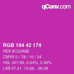 カラーコード: RGB 194 42 174 | qconv.com