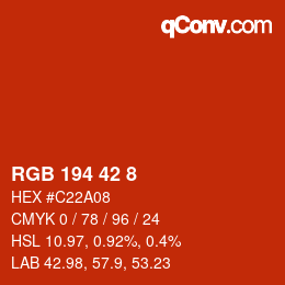 颜色代码: RGB 194 42 8 | qconv.com