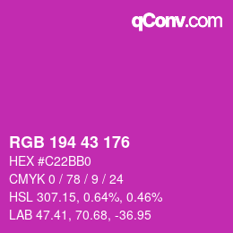 カラーコード: RGB 194 43 176 | qconv.com