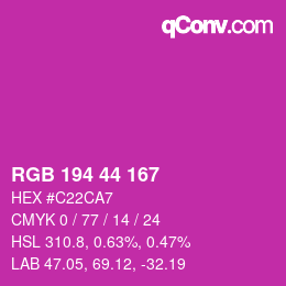 Color code: RGB 194 44 167 | qconv.com