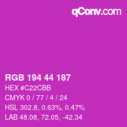 Color code: RGB 194 44 187 | qconv.com