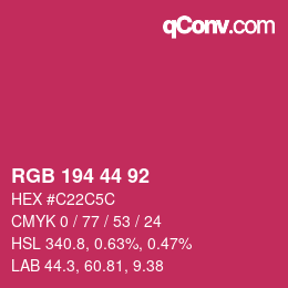 カラーコード: RGB 194 44 92 | qconv.com