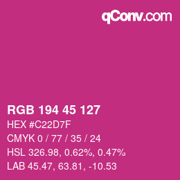 カラーコード: RGB 194 45 127 | qconv.com
