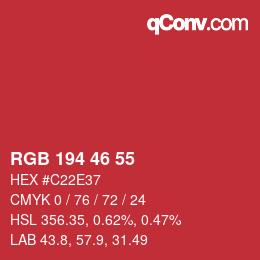 颜色代码: RGB 194 46 55 | qconv.com