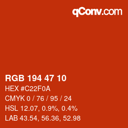 カラーコード: RGB 194 47 10 | qconv.com