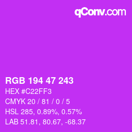 Color code: RGB 194 47 243 | qconv.com