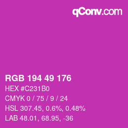 颜色代码: RGB 194 49 176 | qconv.com