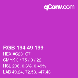 Color code: RGB 194 49 199 | qconv.com