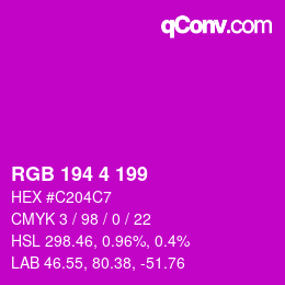 Color code: RGB 194 4 199 | qconv.com
