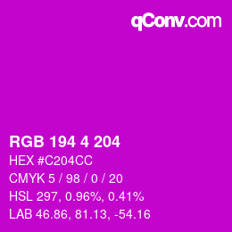 Color code: RGB 194 4 204 | qconv.com