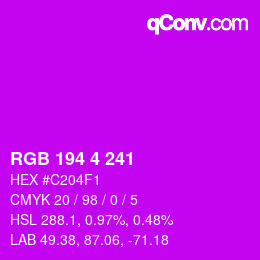Color code: RGB 194 4 241 | qconv.com