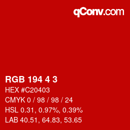 Color code: RGB 194 4 3 | qconv.com