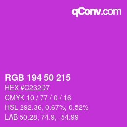 Farbcode: RGB 194 50 215 | qconv.com