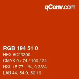 カラーコード: RGB 194 51 0 | qconv.com