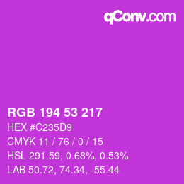 カラーコード: RGB 194 53 217 | qconv.com