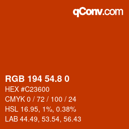 カラーコード: RGB 194 54.8 0 | qconv.com
