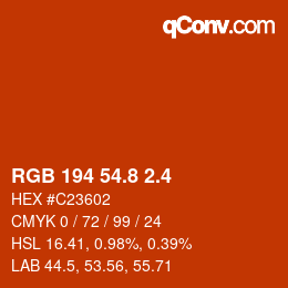 カラーコード: RGB 194 54.8 2.4 | qconv.com