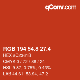 カラーコード: RGB 194 54.8 27.4 | qconv.com