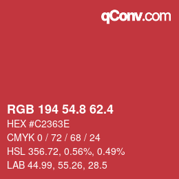 カラーコード: RGB 194 54.8 62.4 | qconv.com