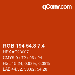 カラーコード: RGB 194 54.8 7.4 | qconv.com
