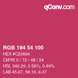 Color code: RGB 194 54 100 | qconv.com