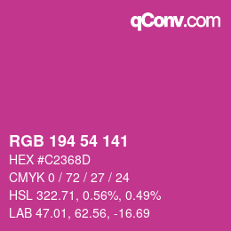 Color code: RGB 194 54 141 | qconv.com