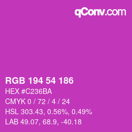 カラーコード: RGB 194 54 186 | qconv.com