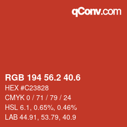 カラーコード: RGB 194 56.2 40.6 | qconv.com