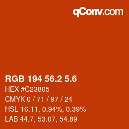 カラーコード: RGB 194 56.2 5.6 | qconv.com