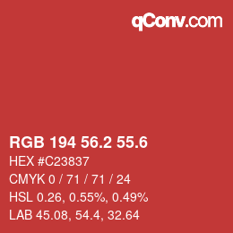 カラーコード: RGB 194 56.2 55.6 | qconv.com