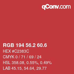 カラーコード: RGB 194 56.2 60.6 | qconv.com