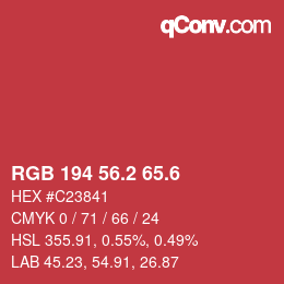 カラーコード: RGB 194 56.2 65.6 | qconv.com