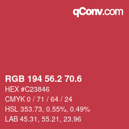 カラーコード: RGB 194 56.2 70.6 | qconv.com