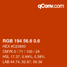 カラーコード: RGB 194 56.6 0.6 | qconv.com