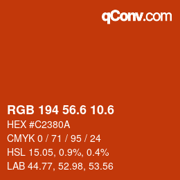 カラーコード: RGB 194 56.6 10.6 | qconv.com