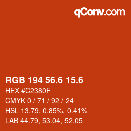 カラーコード: RGB 194 56.6 15.6 | qconv.com