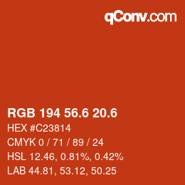 カラーコード: RGB 194 56.6 20.6 | qconv.com