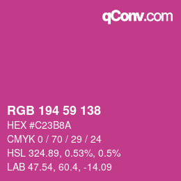 カラーコード: RGB 194 59 138 | qconv.com
