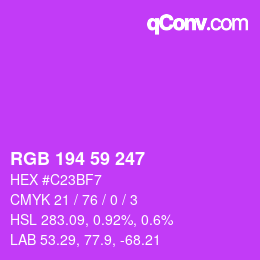 Color code: RGB 194 59 247 | qconv.com