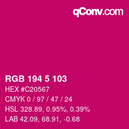 Color code: RGB 194 5 103 | qconv.com