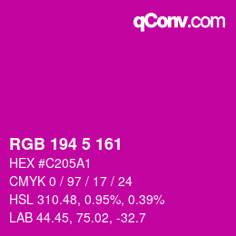 カラーコード: RGB 194 5 161 | qconv.com